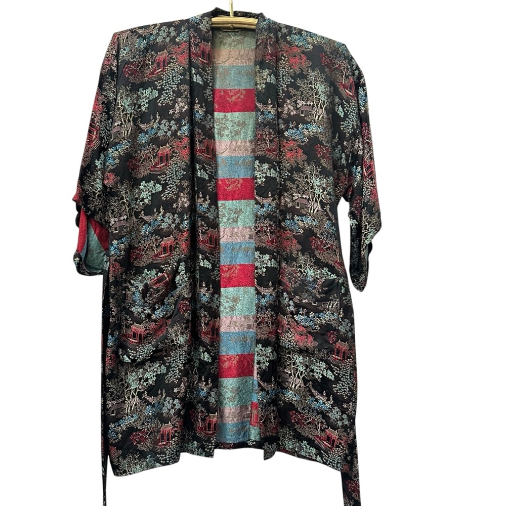 Vintage Solz Squirrel Midcentury Asian Kimono Robe 50s 60s kitsch retro